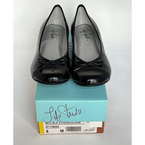Life Stride Meg Flat in Black with Black Patent Toe, Size 8